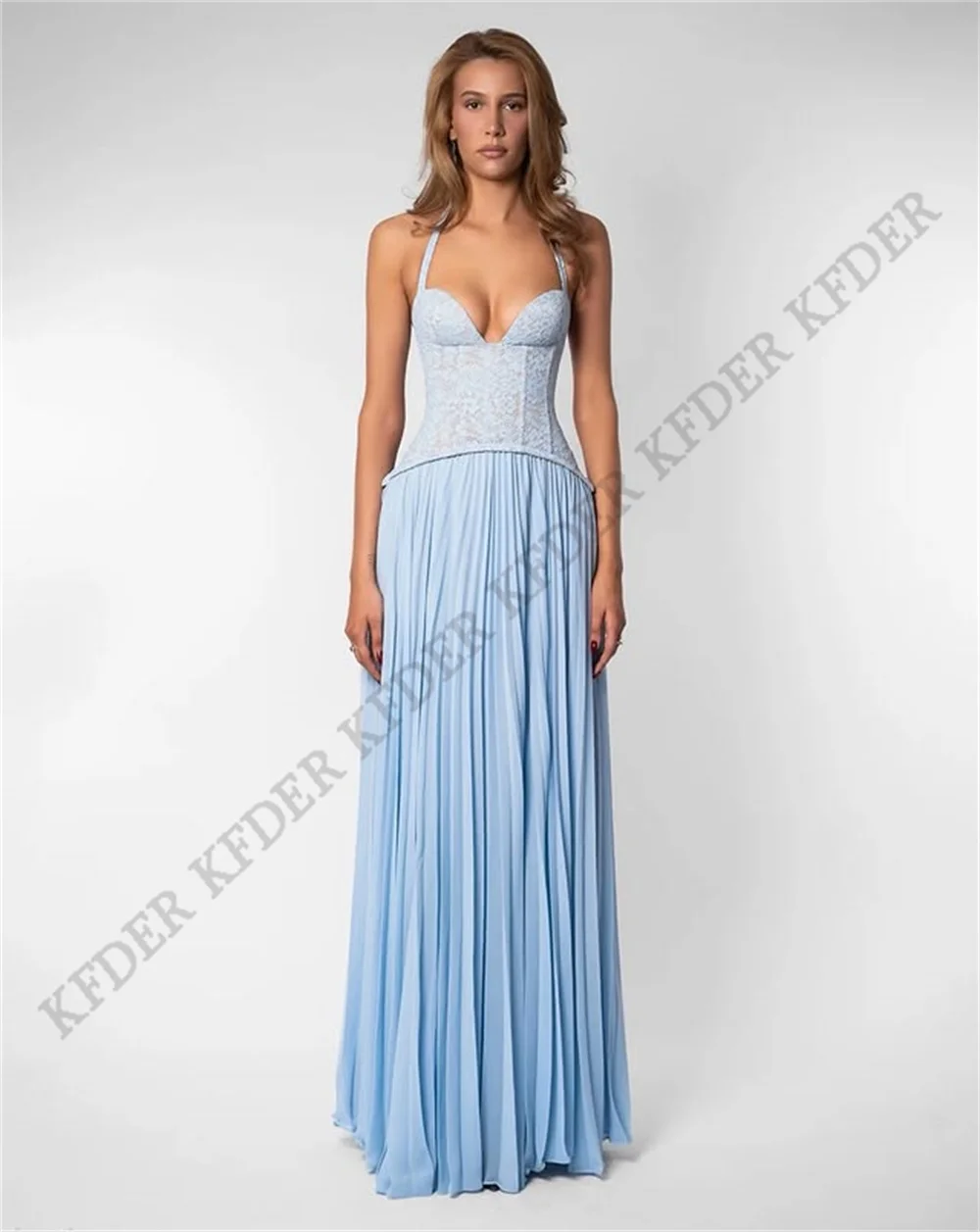 Elegant Lace Chiffon A Line Formal Evening Dresses Sweetheart Custom Sleeveless Prom Gowns Long Vestidos De Festa Customized