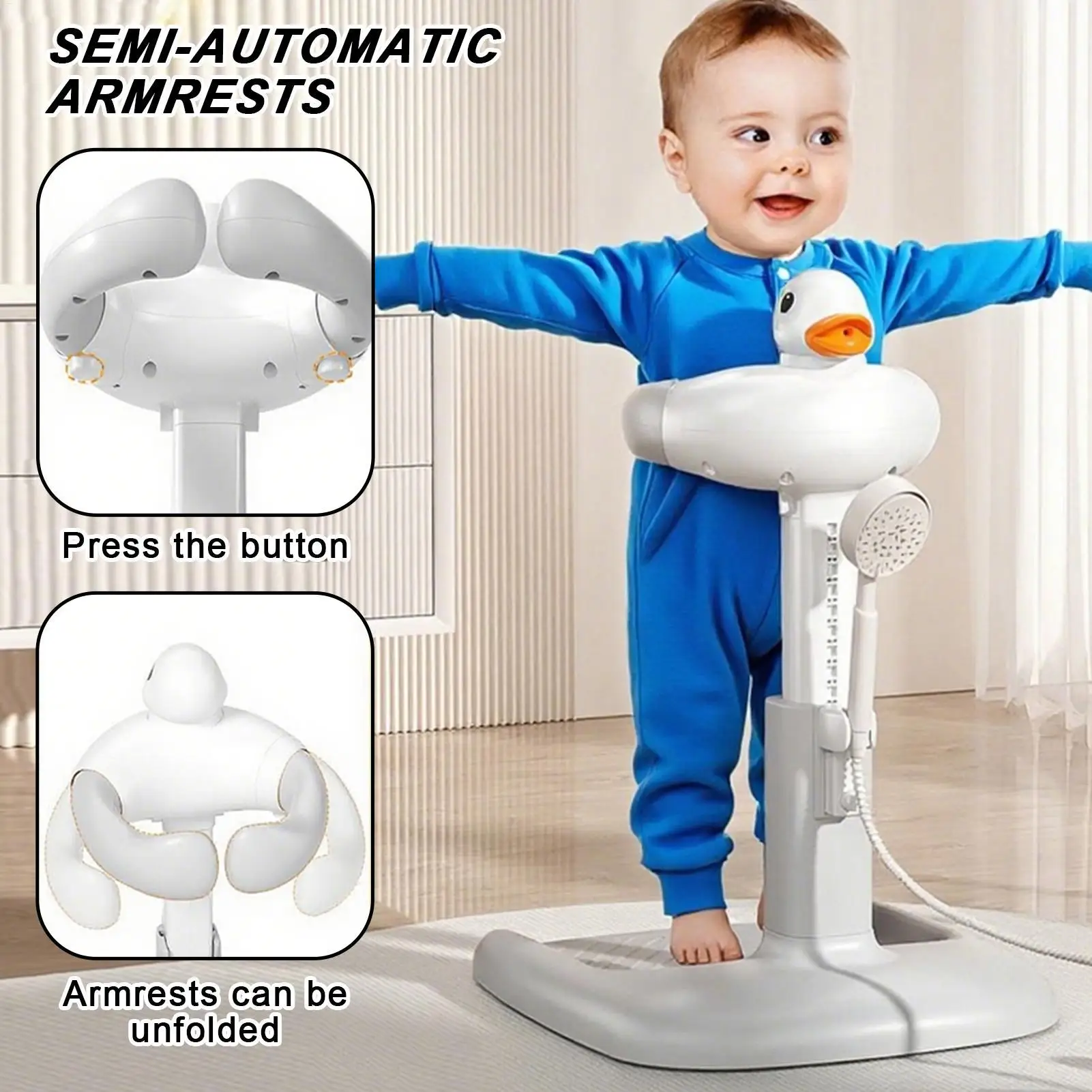 Baby Sitting Shower Stand Bath Standing Support Adjustable Height Portable Shower Device for Kids Boys Girls Enhanced Safety
