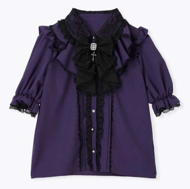 Y2K Lace Ruffle Blouse Women Japanese Kawaii Bow Lolita Shirts Fairy Sweet Cute Harajuku Jk Blusas Summer Grunge Camisas Sweet