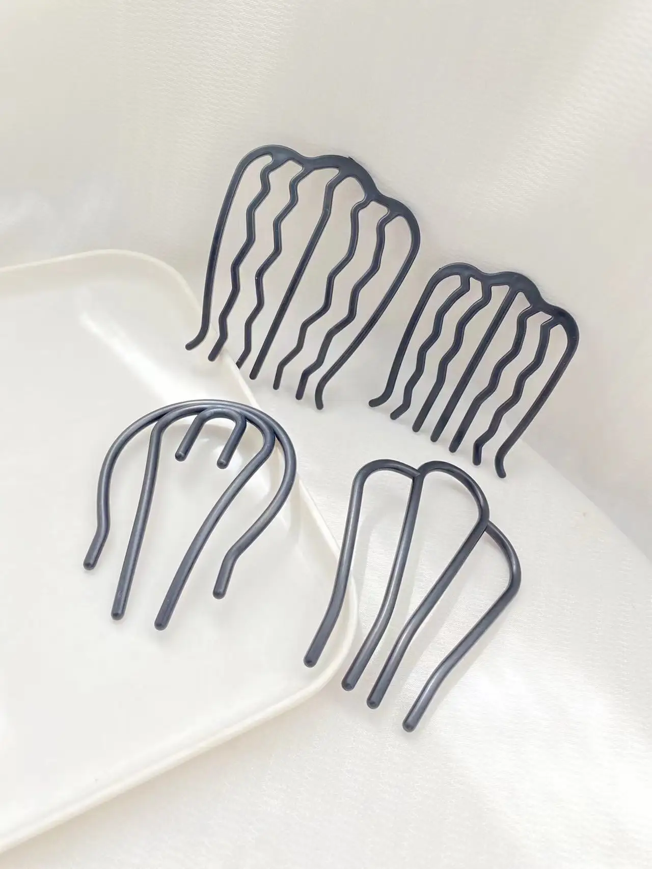 4 шт. черные гребни для волос с различными волнистыми узорами, для женщин и девочек, вечерние аксессуары для волос