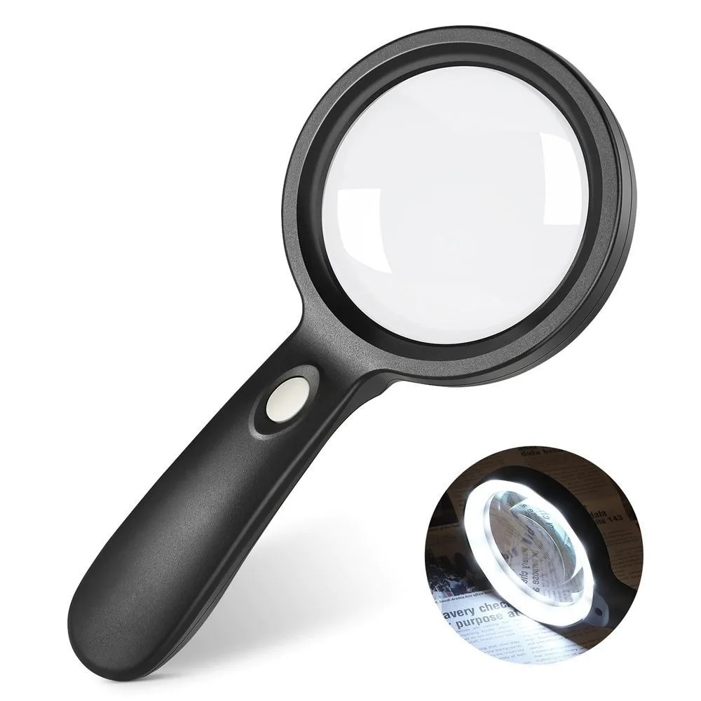 

With 2 LED Light Lighted Magnifying Glass HD Hand Held Hand Held Magnifying Glass Professional Lighted