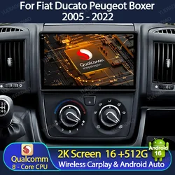 Android 16 Car Radio For Fiat Ducato 2005 - 2023 Citroen Jumper Peugeot Boxer Wireless Carplay Auto Multimedia Player GPS NAVI