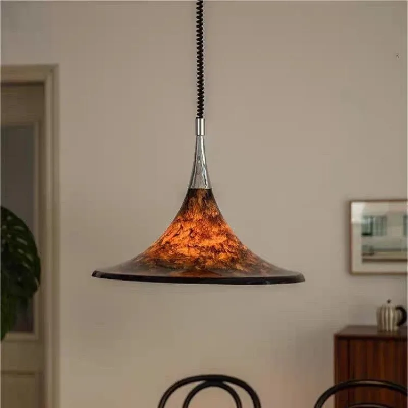 Creative art medieval restaurant chandelier, lifting retro painted living room island desk study main lamp, design telescopic