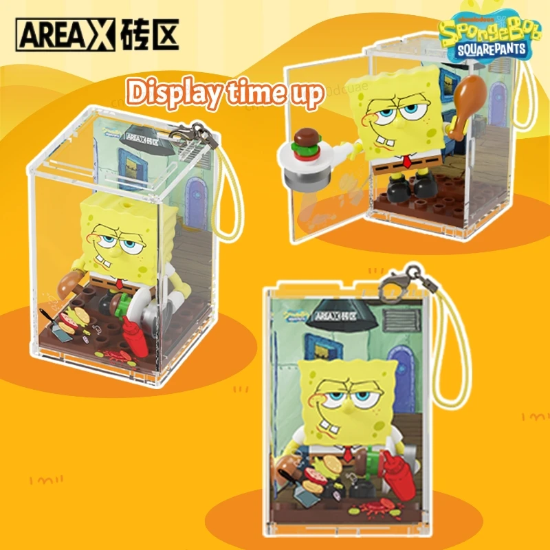 AREAX SpongeBob SquarePants Bouwstenen Bikini Bottom's Day Series Draagbaar Gemonteerd Speelgoed Hangers Sleutelhanger Decoratie Cadeau