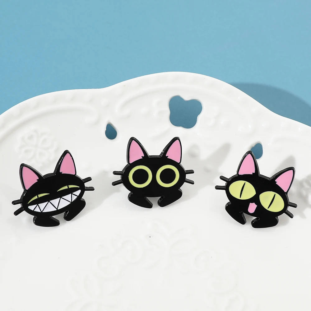 Cartoon Black Cat Brooch Halloween Dark Kitten Alloy Cat Badge Metal Accessory Pins Wholesale Gift to Friends