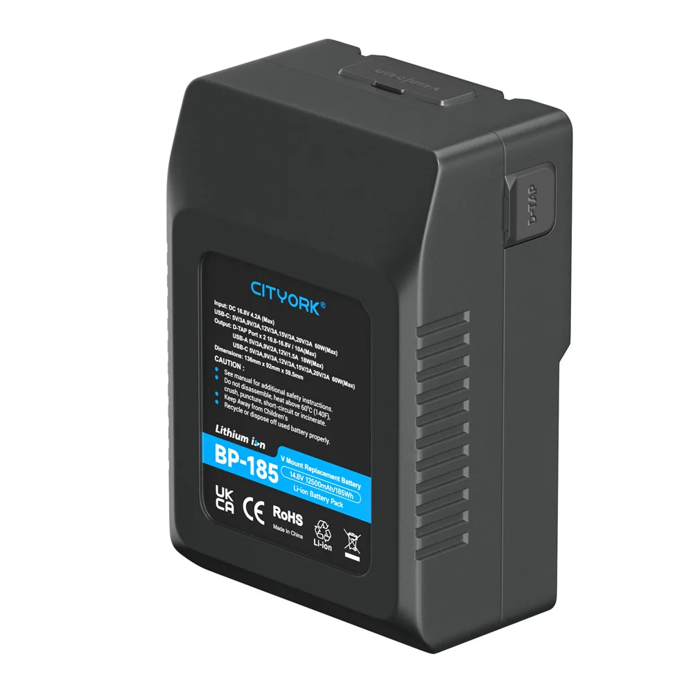 V Mount Battery V-Lock Lithium Battery USB Type-C Pocket BP185 Batteries for Cameras Smartphones Laptops Phones LED Video Light