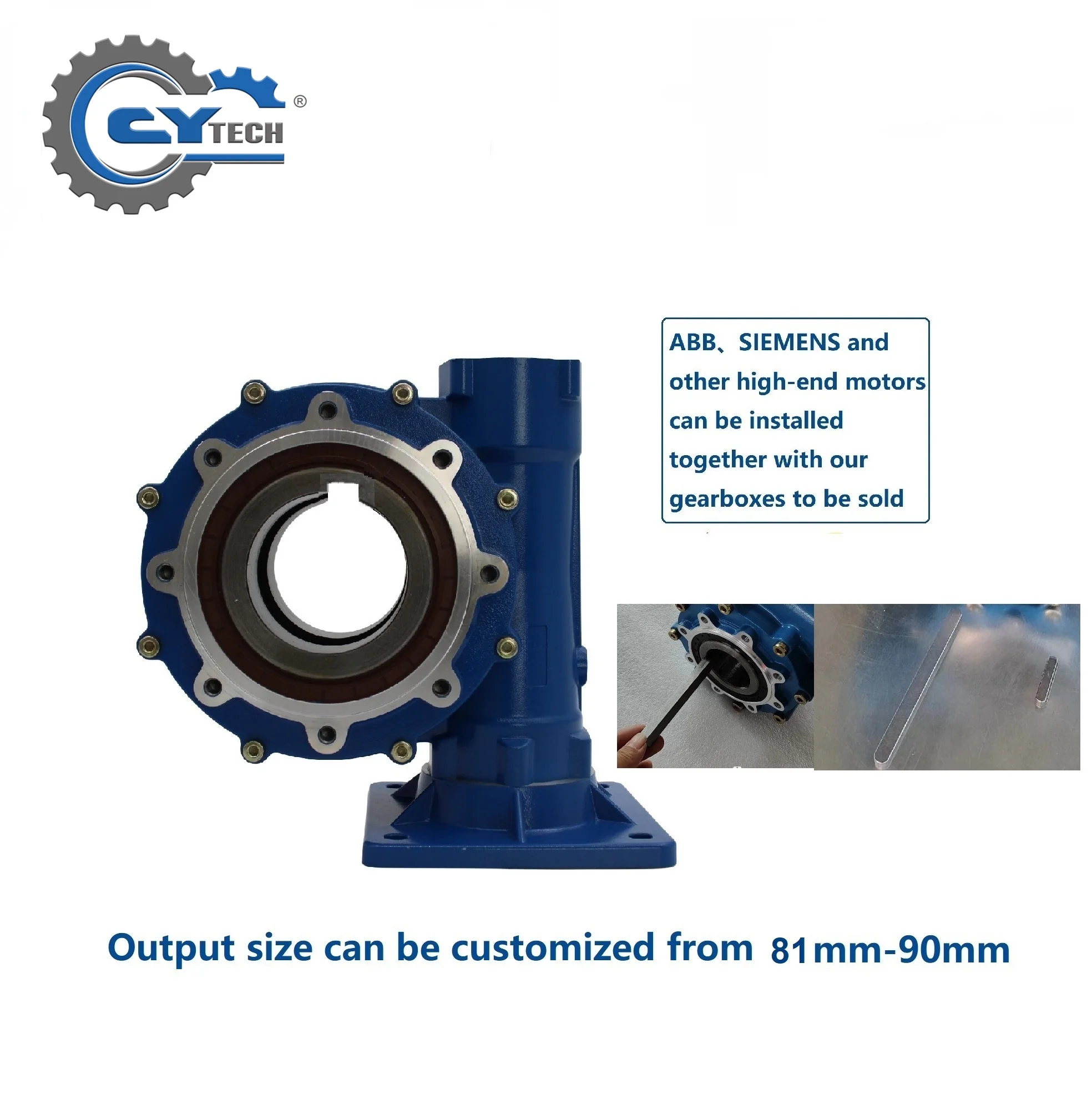 Worm Gearbox Worm Gear Reducer CYWF90 output hole 90mm Input 35 Ratio 5:1/100:1  200-647N.m 0.75-7.5Kw motor Free Maintenance