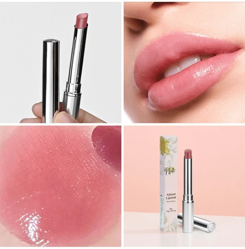 Nuevo bálsamo labial incoloro de miel rosa, lápiz labial hidratante de larga duración, brillo rosa, maquillaje nutritivo, Cosméticos para el cuidado de los labios