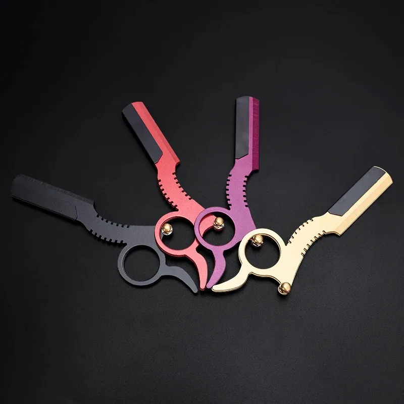 

Stainless Steel Classic Shaving Razor for Thumb Double Edge Haircutting Bald Head Eyebrow Shaping Hairdressing Stand Mini Razor