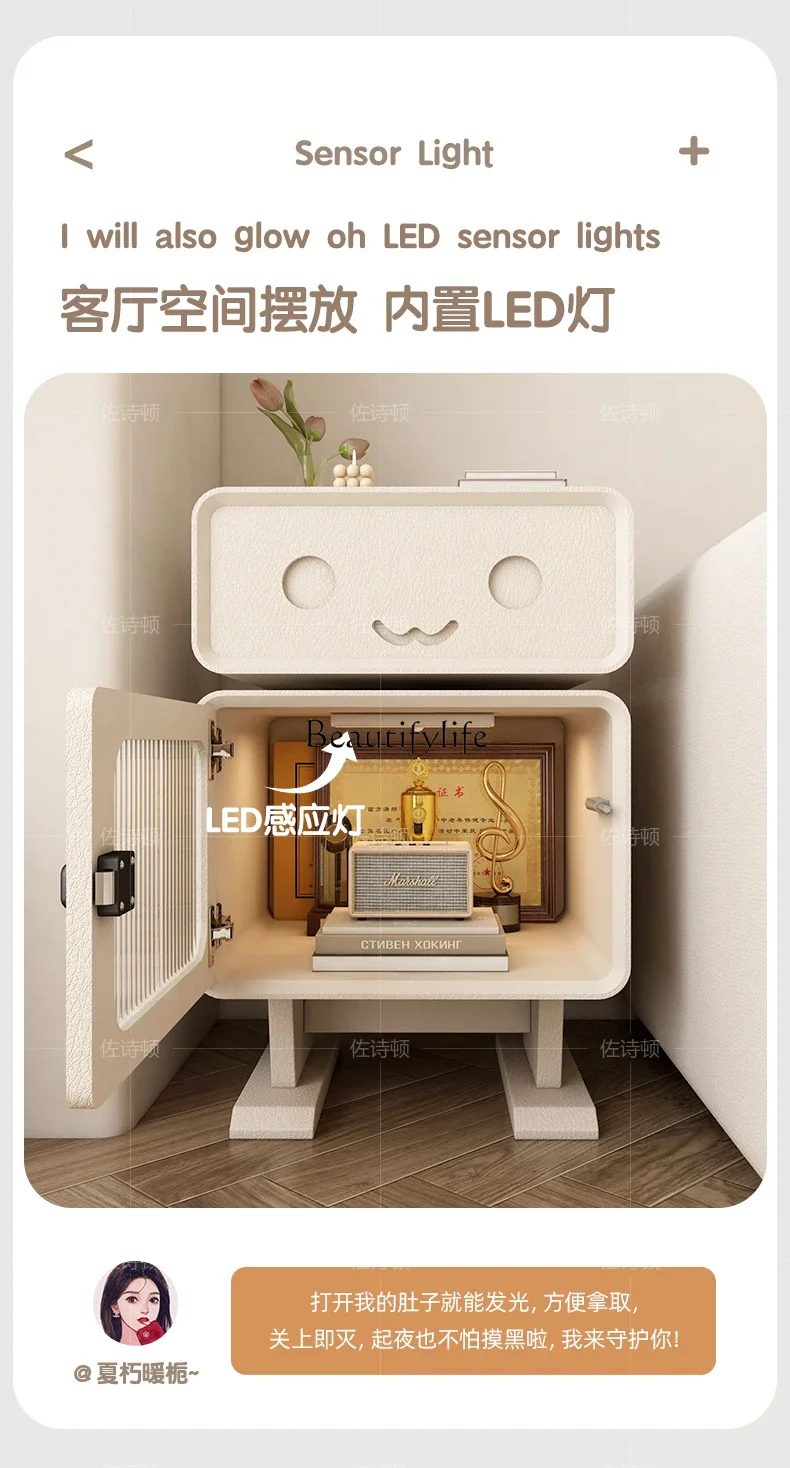 

2 Creative room bedside table cute small French cream wind multi-functional robot side cabinet yj15