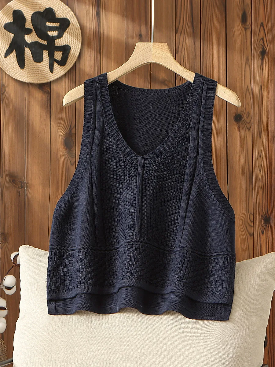 

High Quality Large Size V-neck Cotton Sweater Vest Women's Autumn and Winter Pullover Knitted Vest Small Camisole