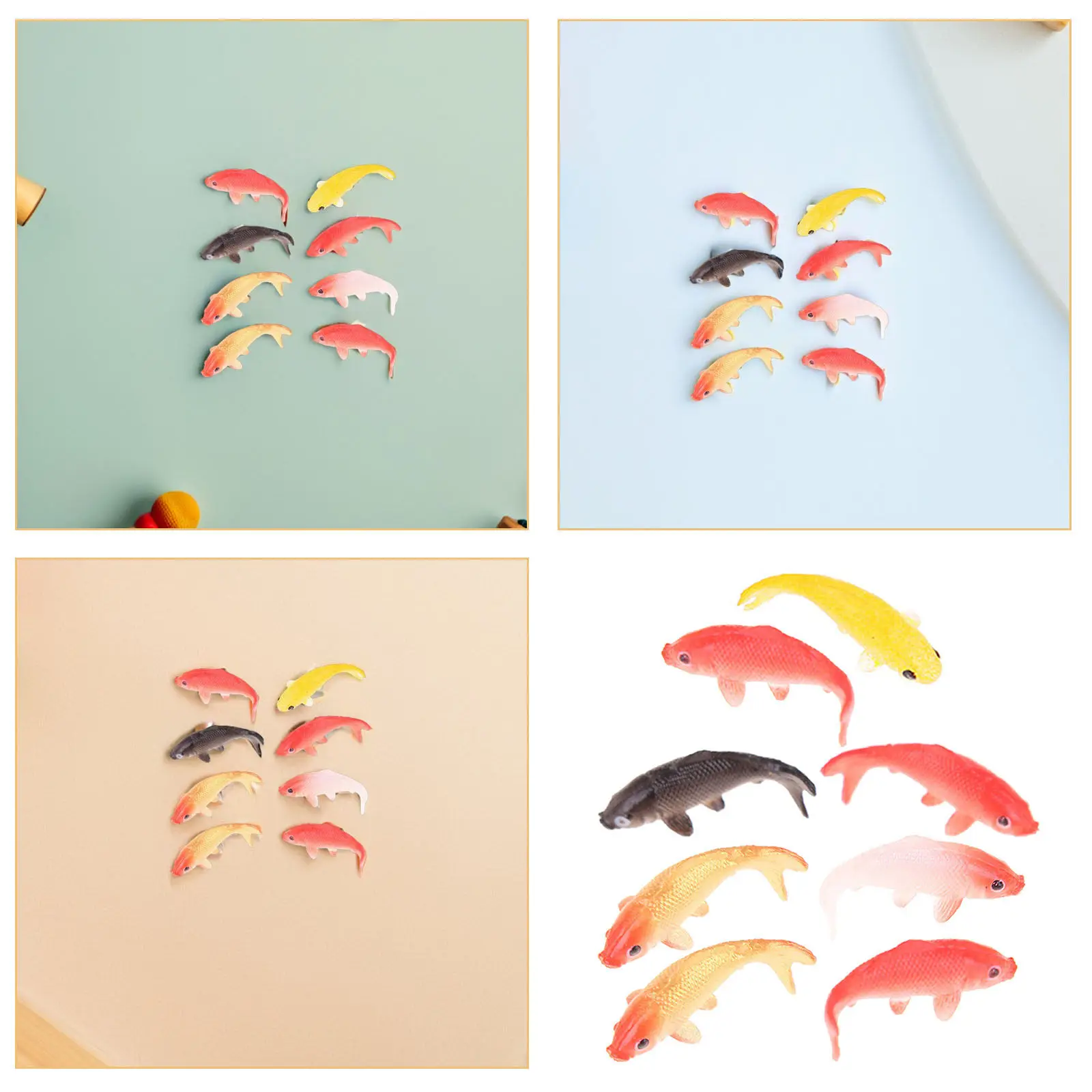 8Pcs Miniature Fancy Carp Models Realistic Lifelike Decor for Tiny House Dollhouse Micro Landscape Aquarium Fish Tank Scene