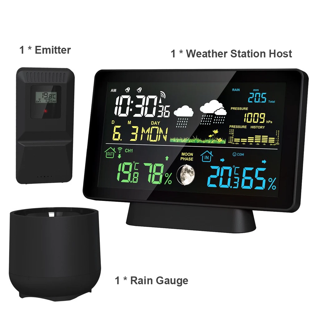 Stazione meteorologica elettronica professionale multifunzione orologio con schermo a colori intelligente temperatura umidità pioggia barometrica P