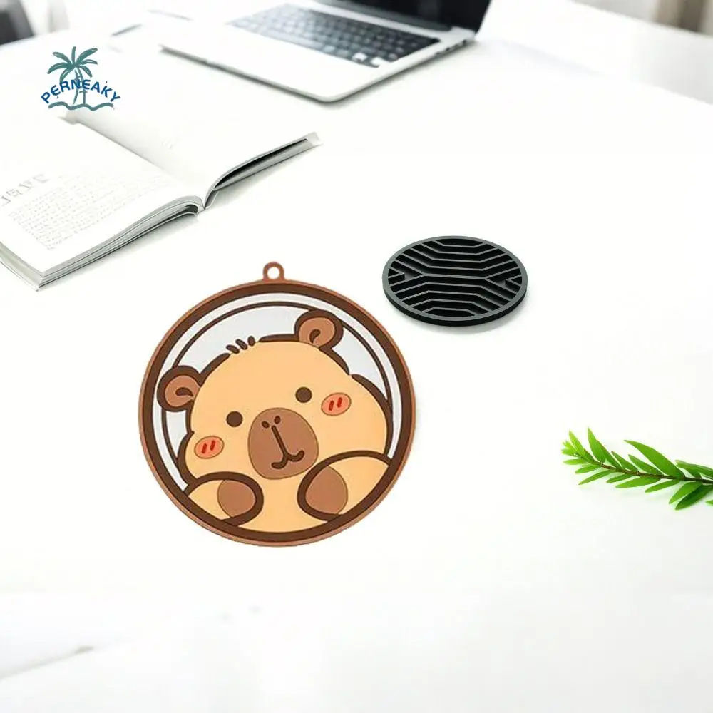 

4PCS/SET Home Ornaments Round Bear Coaster Anti Slip Waterproof Coffee Cup Mats Cartoon Heat Resistant Pot Mat Office