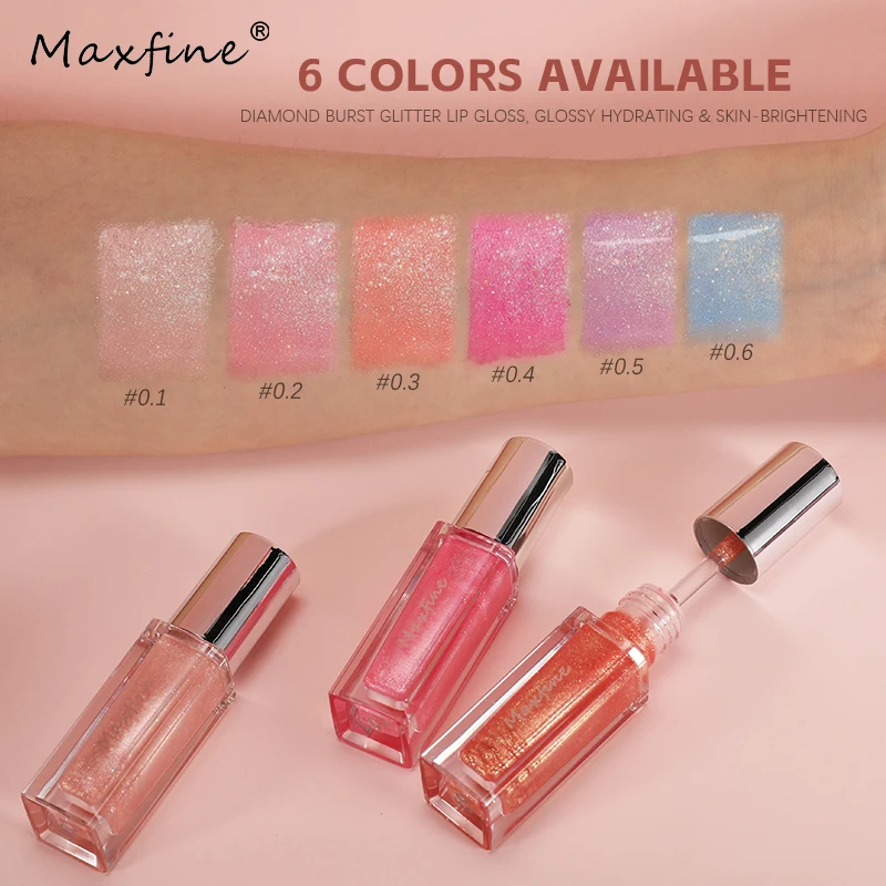 Shimmer Glitter Lip Gloss Transparent Diamond Sparkle Lip Tint Smooth Hydrating Lip Shine Can Be Used Over Lipstick Party Cosmet