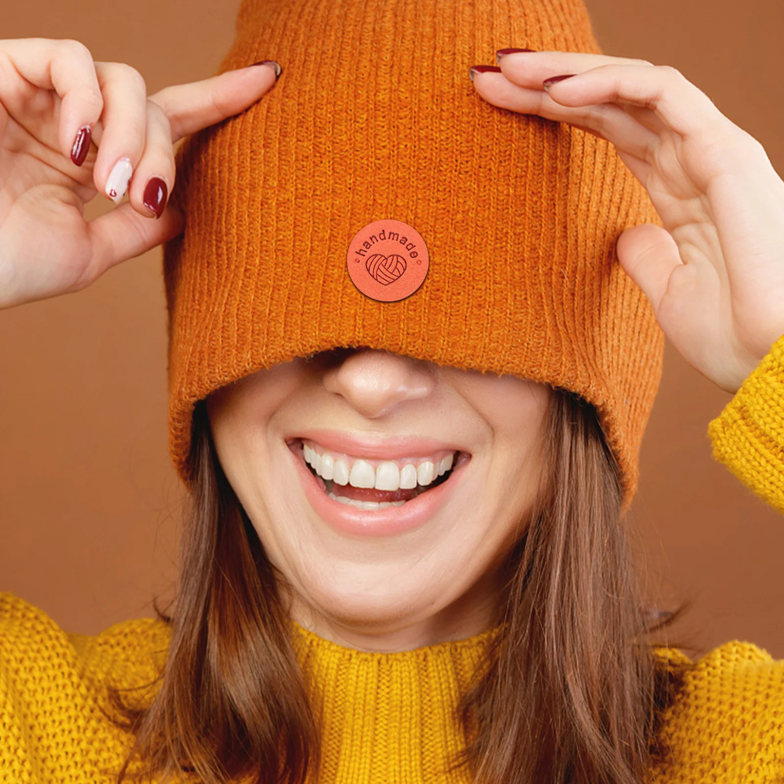 

60pcs Handmade Clothing Labels Sewing For Crochet Knitting Hats Jeans Embossed Multi Color Durable Soft Large Quantity Fabric