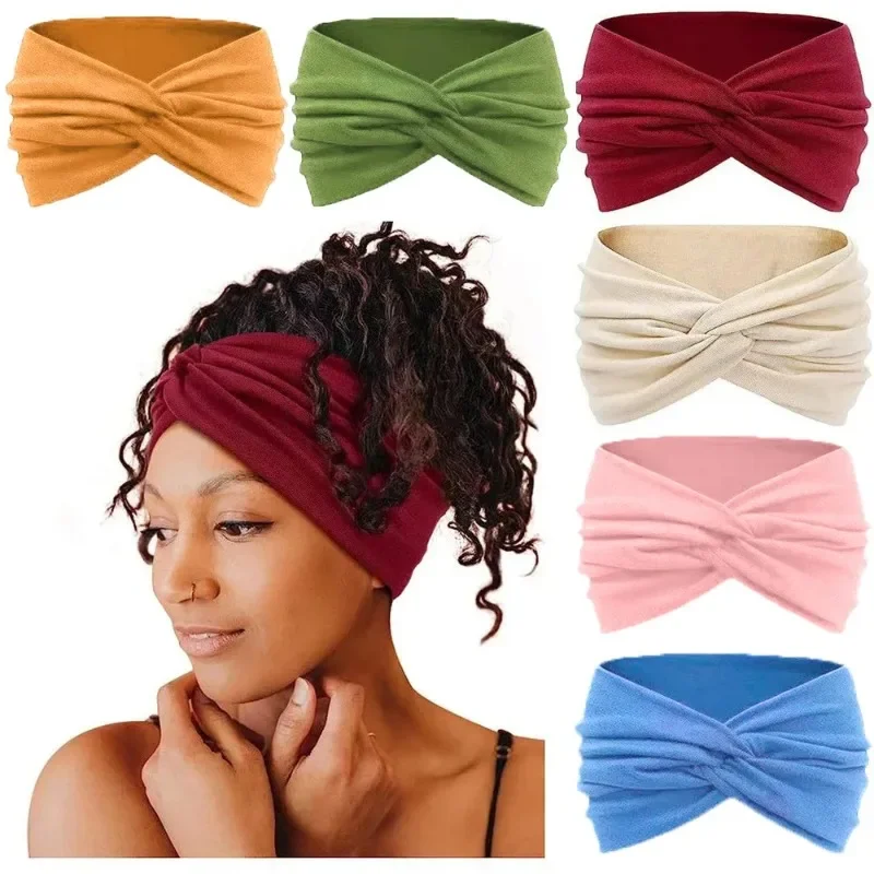 

Women Boho Headbands Workout Yoga Twisted Headwraps Wide Knotted Head Bands Hair Styling Accessories For Girls