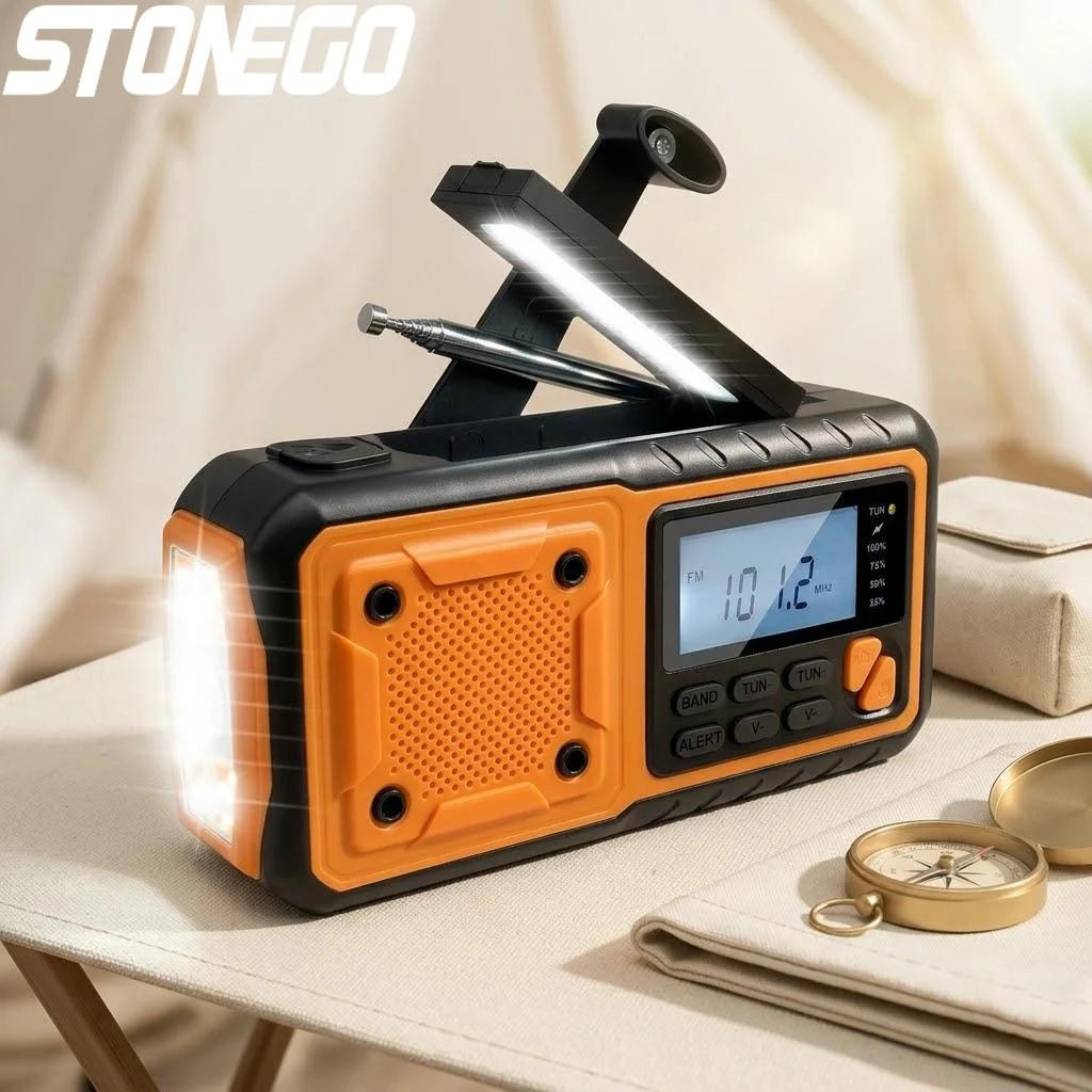 

Солнечное аварийное радио AM/FM с оповещением о погоде, светодиодный фонарик, внешний аккумулятор 4000 мАч, портативное зарядное устройство для кемпинга и выживания на природе
