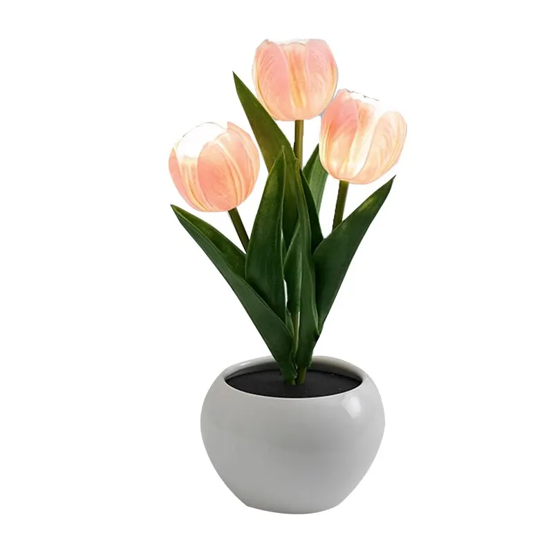 Tulip Table Lamp LED Bedside Lamp Simulation Flower Bouquet Bedroom Bedside Romantic Atmosphere Birthday Gift Home Decoration