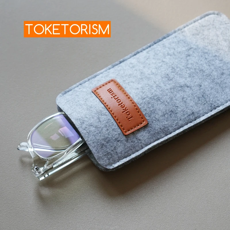 Toketorism Fashion Wool Felt Eyeglasses Bag Women's Glasses Cover Mens Sunglasses Case B1