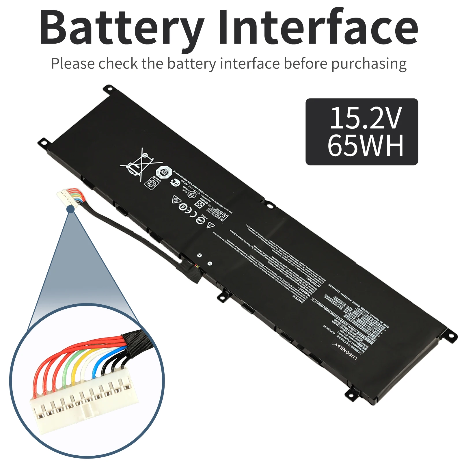LUSONBAY Brandnew BTY-M57 Battery For MSI GP66 GP76 MS-17K3 Leopard 10UG Series Notebook 15.2V 4280mAh 65Wh