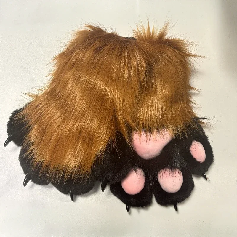 Furry Cat Squawk Paws Gloves Fursuit Cosplay Kigurumi Cartoon Plush Animal Nail Claws Full Finger Mittens Story Tell Original