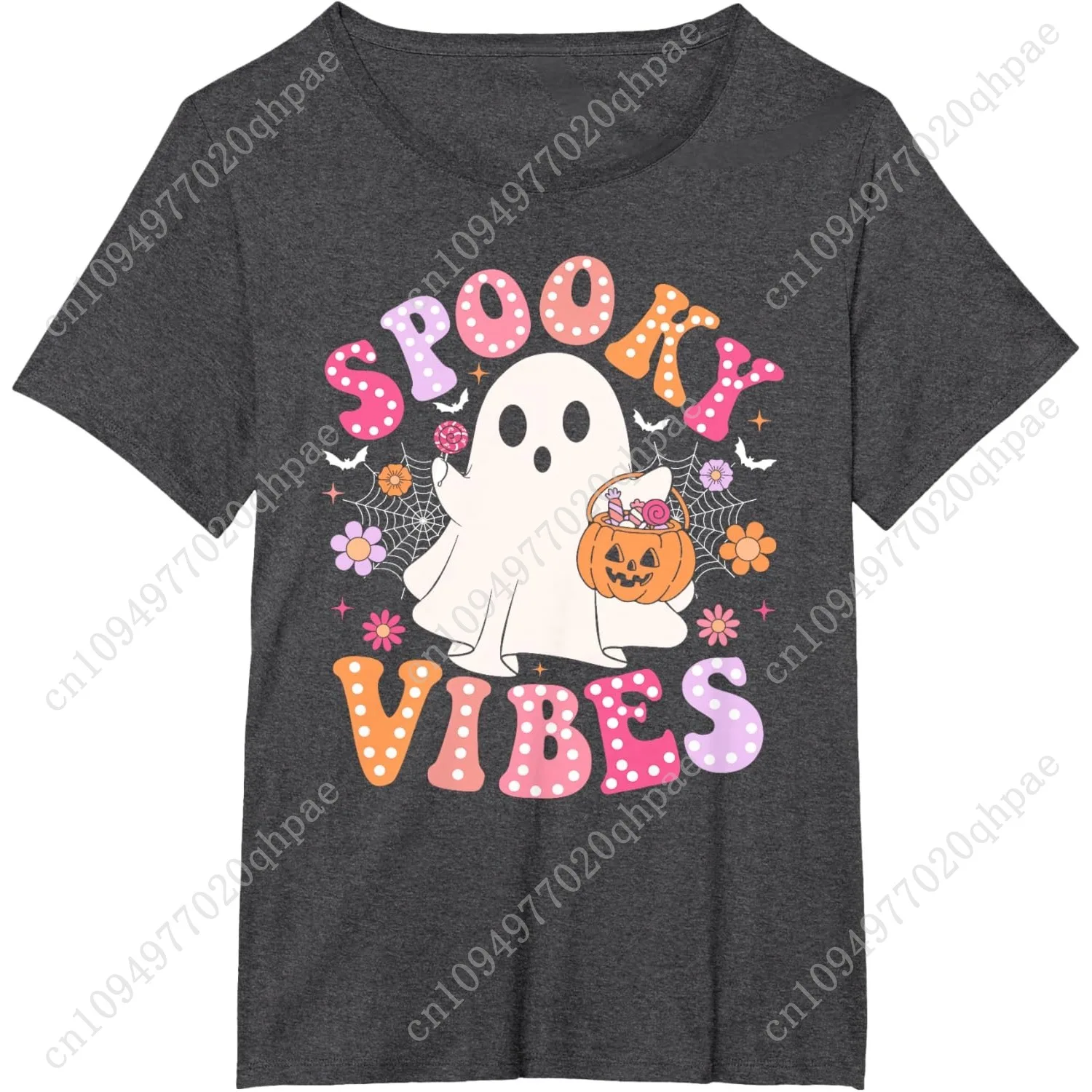 Spooky Vibes Ghost Retro Groovy Halloween Donna Ragazza T-shirt per bambini