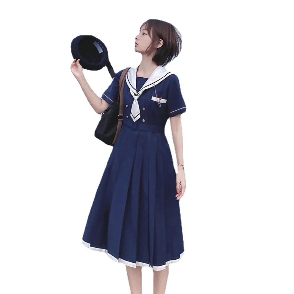Abito da donna dolce in stile accademico giapponese Colletto alla marinara Abiti Kawaii Abiti Lolita femminili Abiti estivi da donna carini JK