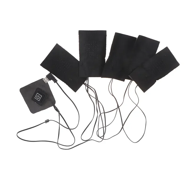5 hojas/juego de chaqueta con calefacción eléctrica USB, almohadilla calefactora para exteriores, chaleco calefactor cálido para invierno, almohadillas para ropa con calefacción DIY, color negro, nuevo