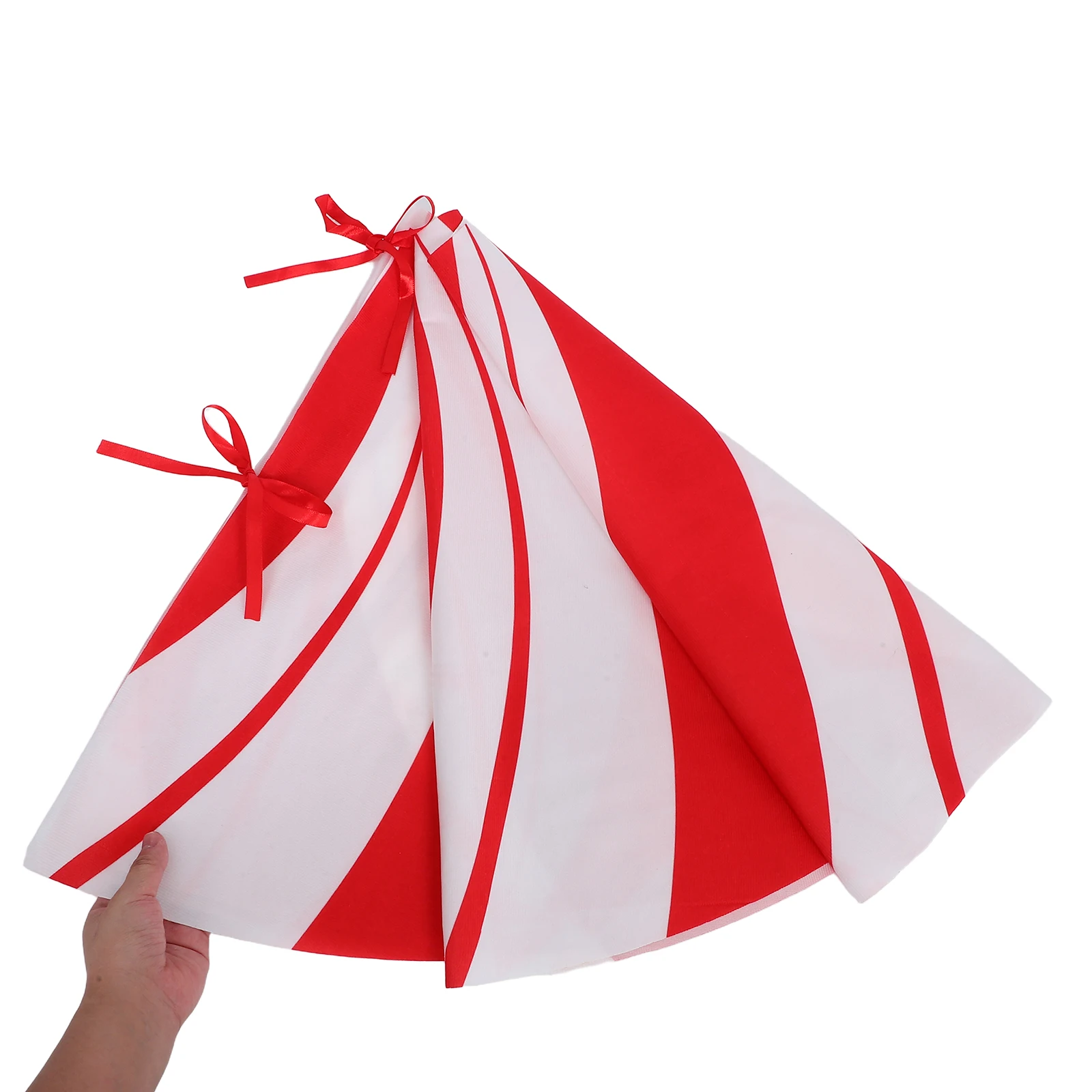 

Christmas Tree Skirt 45 Inch Red and White Striped Fabric Design Reusable Under Tree Decor for Indoor Holiday Gatherings Office