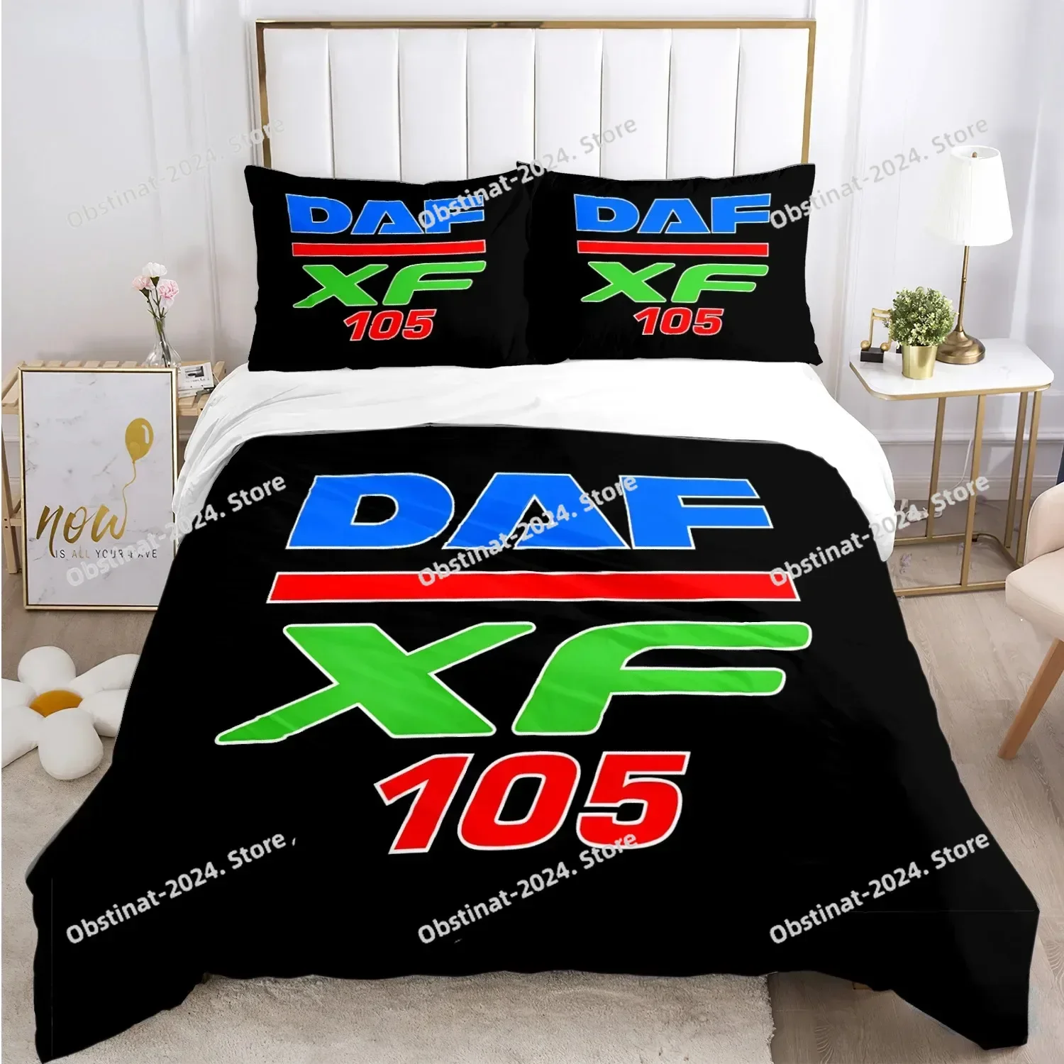 

DAF Truck Logo Bedding Set Printed Bed Set With Pillowcase Duvet Cover Soft Single Double Queen Super King Size for Teens Boy