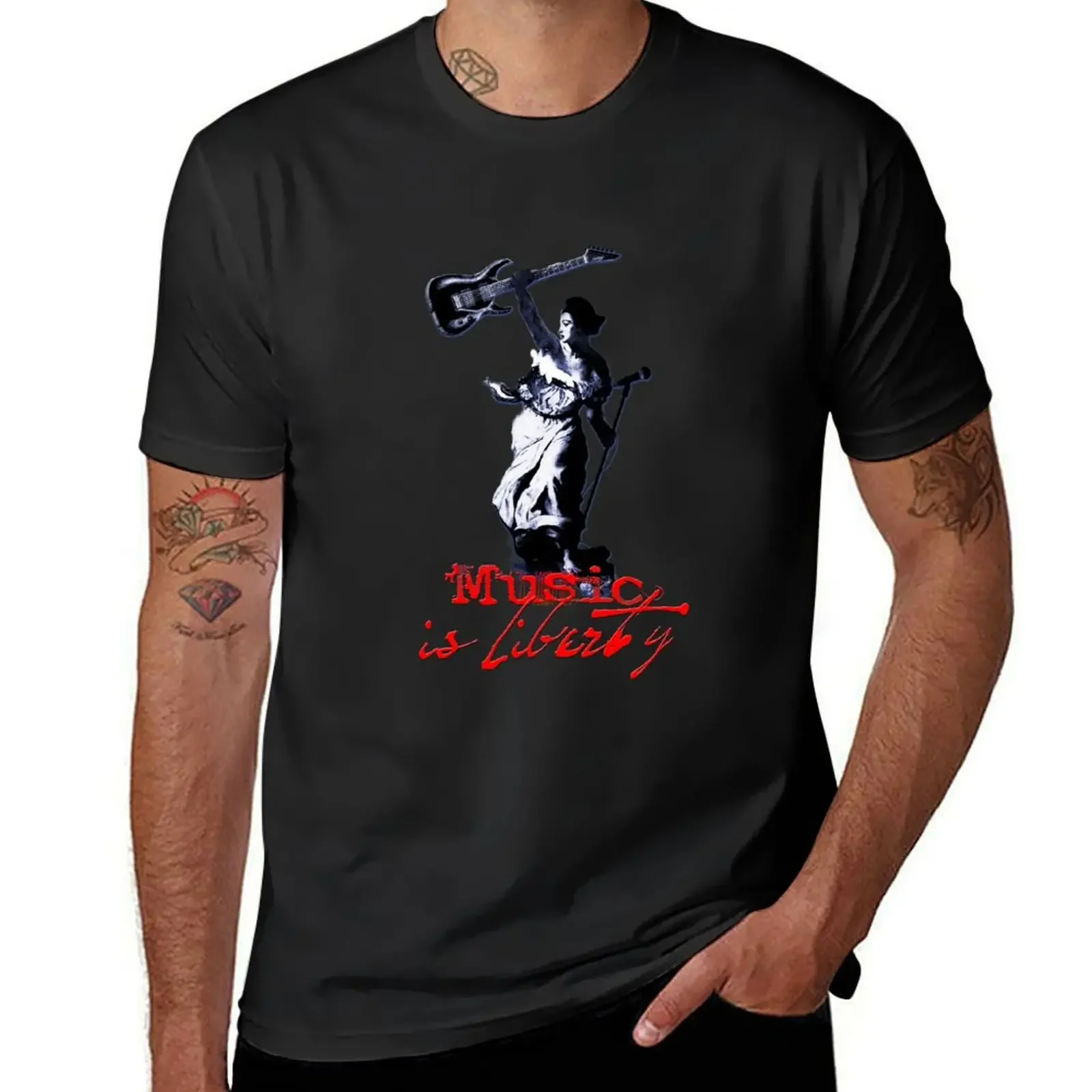 Music is liberty with quote T-Shirt vintage anime shirt shirts graphic tees mens tall t shirts