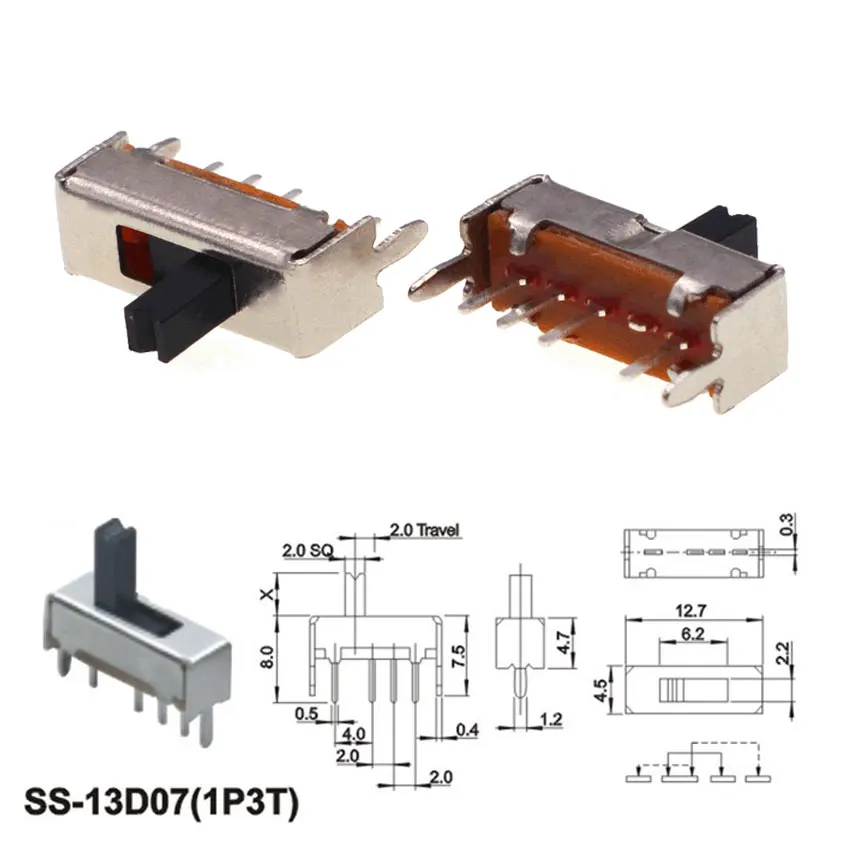 Cltgxdd 10PCS SS 12D00 Slide Switch Slide Gear Fluctuation Band 2/3 File Single Double Horizontal Mini Horizontal Power Supply