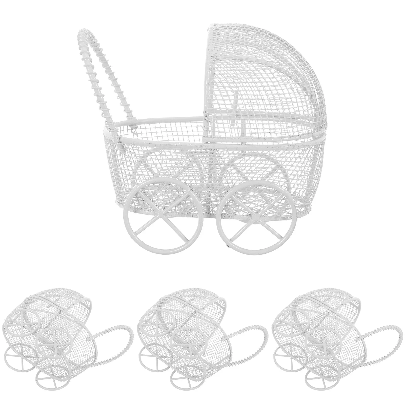 

Набор из 4 миниатюрных реалистичных колясок для кукольного домика, прочные железные игрушечные коляски для детских игр и сценок в детской комнате - Мини