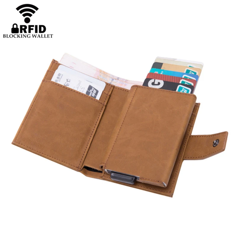 

Новый RFID-защитный держатель для кредитных карт, мужской кошелек с засовом, металлический кошелек, одна коробка, алюминиевый блокирующий чехол для банковских карт