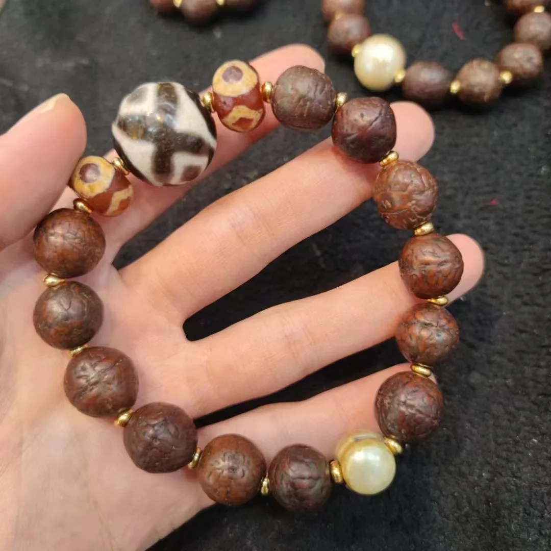 1pcs/lot phoenix eye bodhi seed bloodstone alabaster drawing stone dzi bracelet Retro ethnic style Men's and women's styles rare