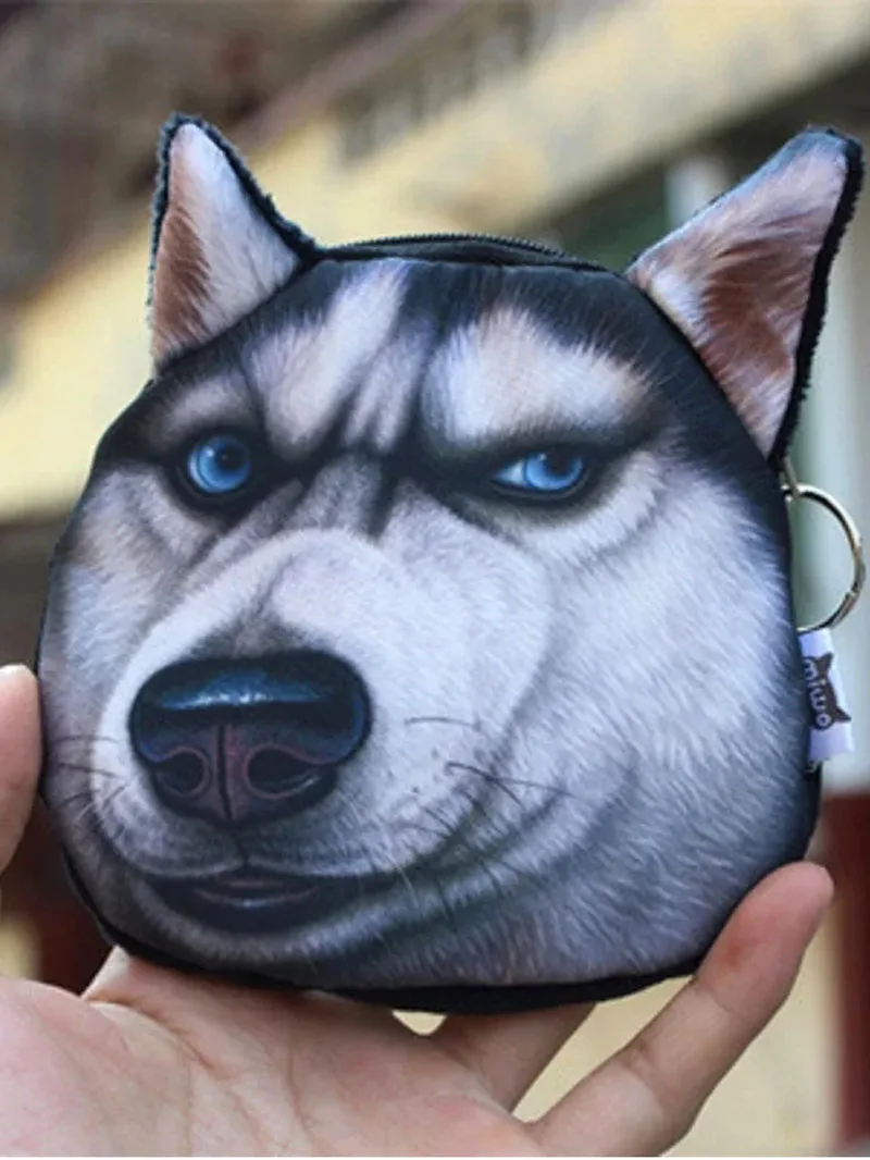 New Cute Cartoon Akita Husky Dog  Coin Purse Storage Bag Personality 3D Animal Dog Wallet Storage Bags For Kids And Adults