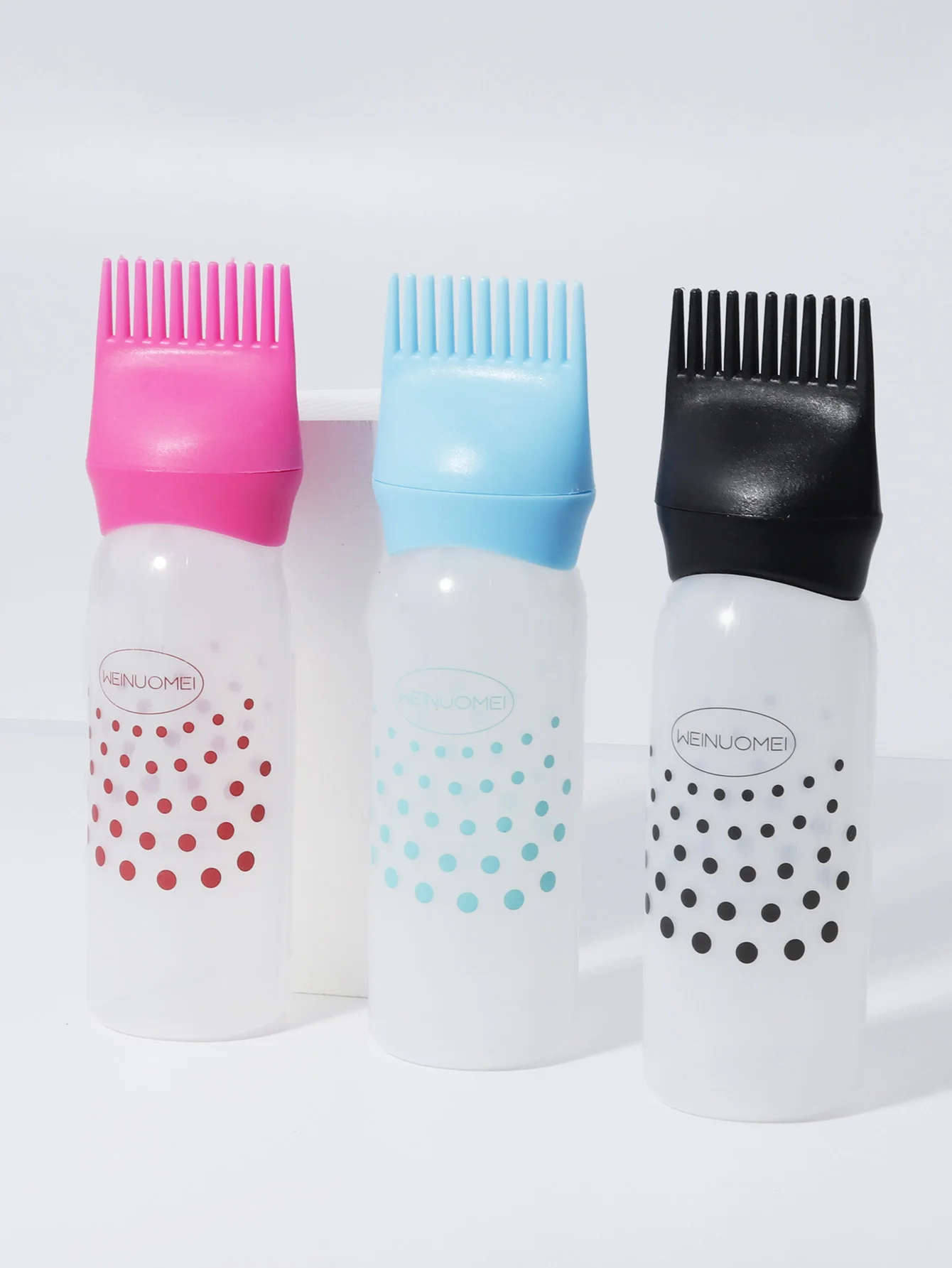 root comb applicator bottle for hair dyeing and styling, Graduated plastic squeeze bottle, Special for real hair wigs