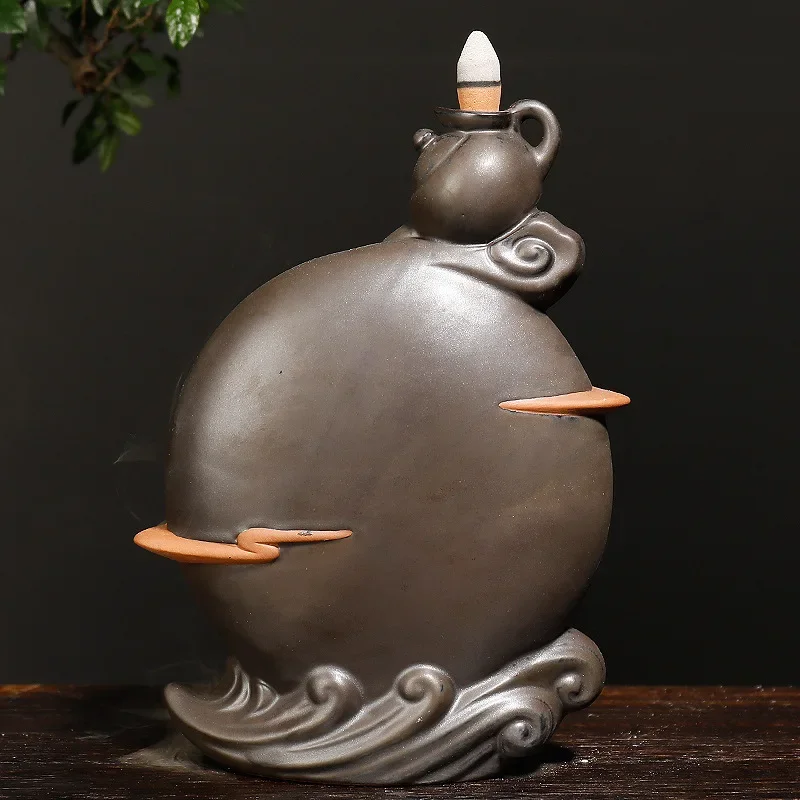 Teapot smoke backflow incense burner large ceramic ornamental incense burner home decoration arts and crafts gifts