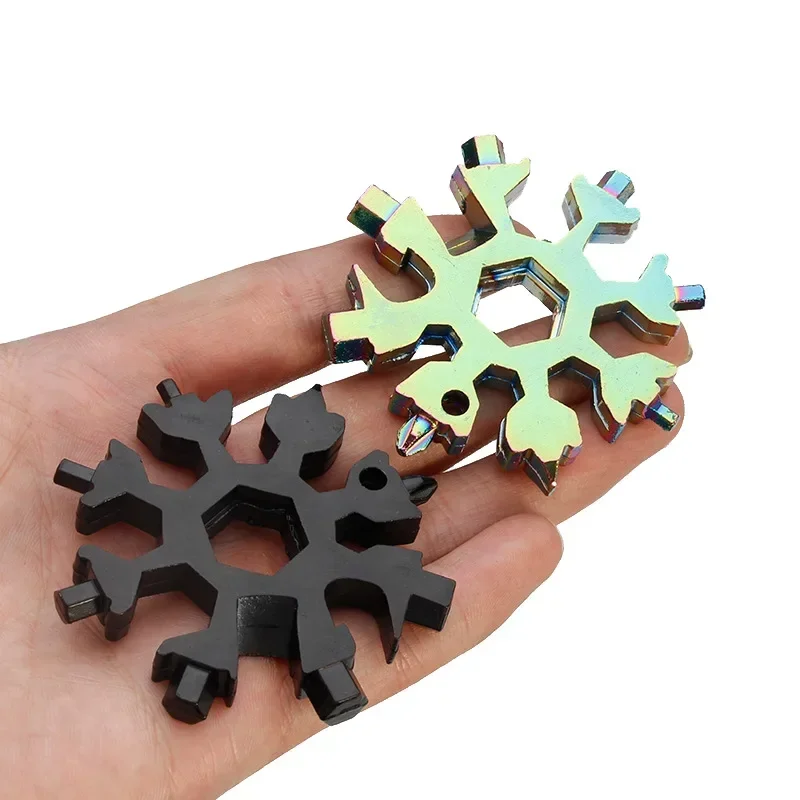Chave Octogonal Multifunções de Floco de Neve Portátil Mini Ferramenta Múltipla com Abridor de Garrafas Chave de Fenda Edc Aço Inoxidável