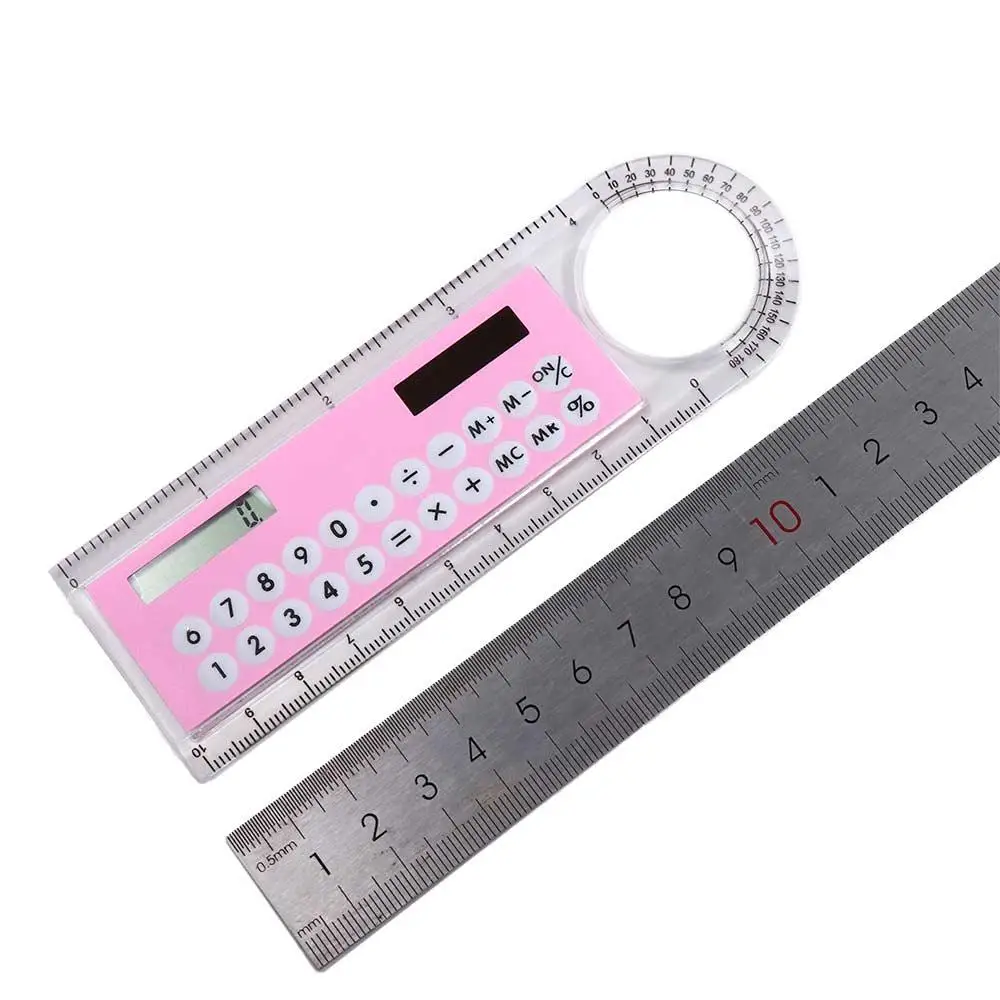 Ruler Stationery Drawing Ruler Learning Mini Ruler Calculator With Magnifier Transparent Ruler Solar Energy Ruler Calculator