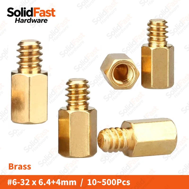 10-500 pièces UNC # Entretoise hexagonale filetée mâle-femelle en laiton 6-32 pour montage et assemblage de carte mère PC