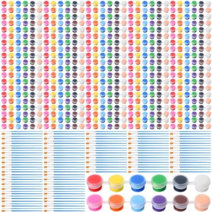 

Sets Mini Acrylic Paint Set 1400 Pcs 12 Colors Acrylic Painting Strips Flat Brushes Pointed Brushes for Adults Home Birthday Ar