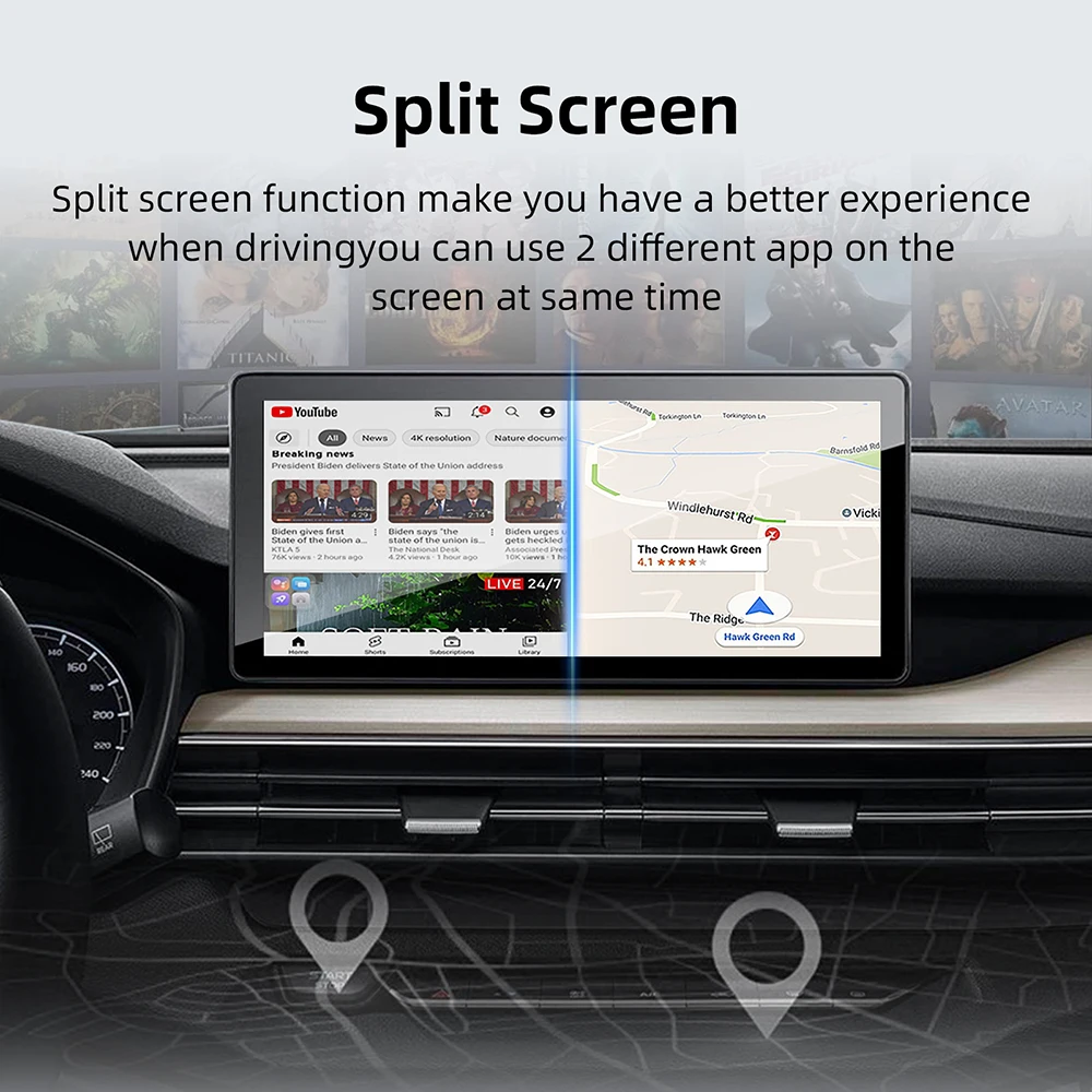 CarPlay Ai Box Android 13 supporto Netflix YouTube Split Screen Wireless Android Auto & CarPlay Smart TV Box