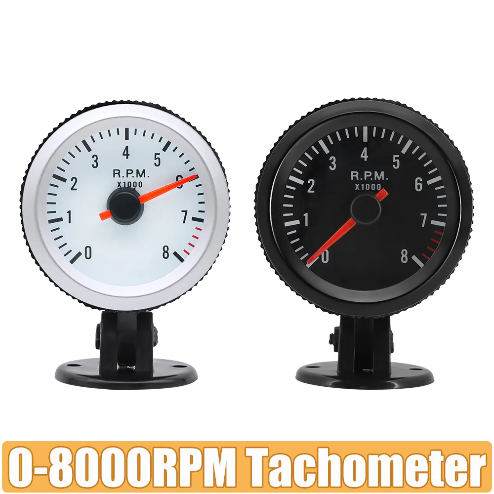 

0-8000RPM Car Tachometer Gauge Meter With tacho For 1-8 Cylinders Gasoline 2" 52mm RPM Tachometer vehicle Electronic Accessories