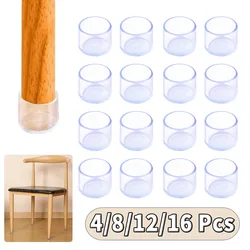 4/8/12/16 PCS Anti-rumore gamba della sedia protezioni per pavimenti in Silicone protezione per gambe in gomma trasparente per mobili copertura antiscivolo per piedini del tavolo