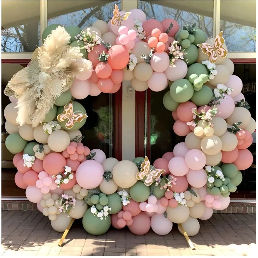 

240pcs Avocado Green Wedding Party Decoration Balloons Retro Pink Birthday Celebration Balloons Birthday Decorative Arch