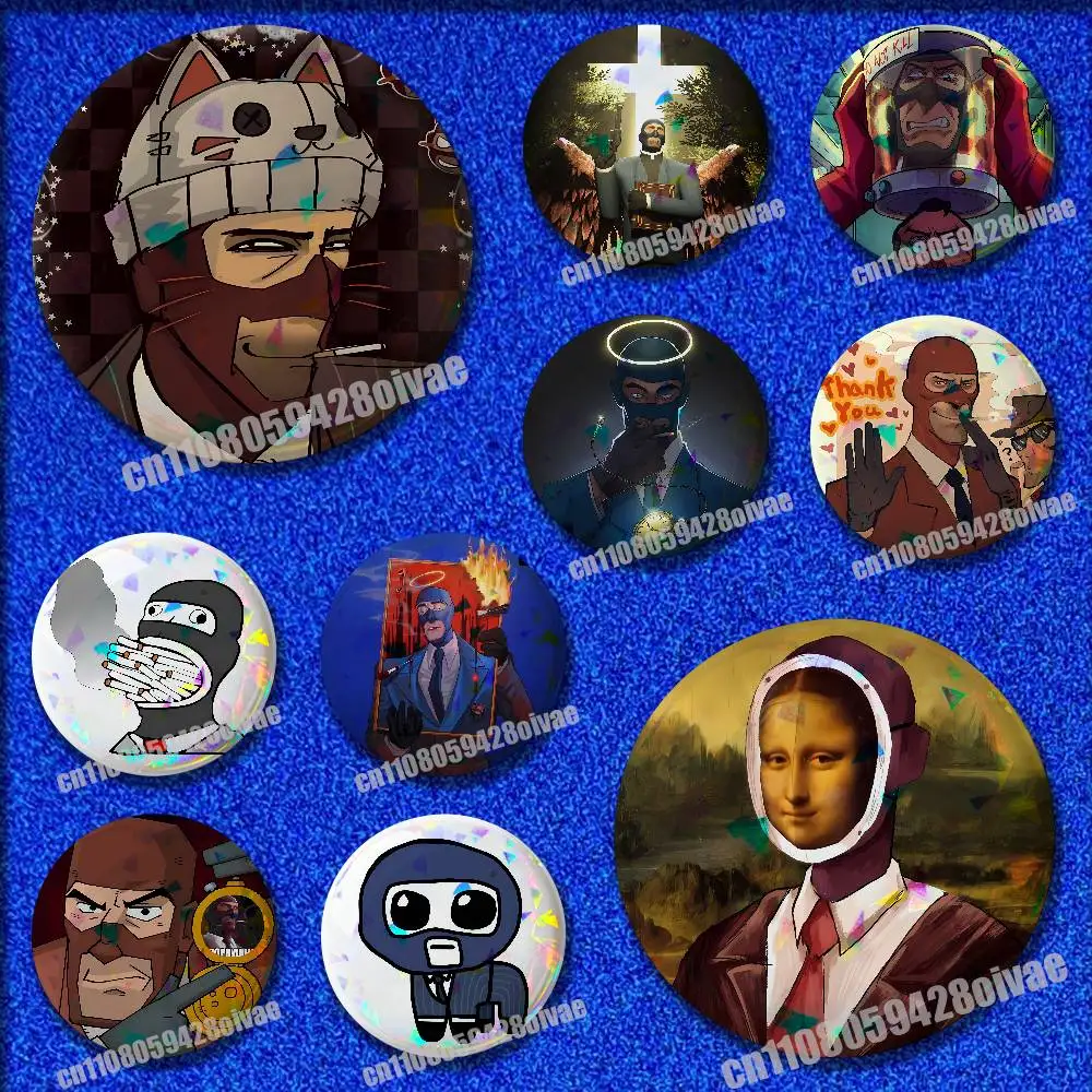 

TF2 Team Fortress 2 Spy Pins Insignia Badge Pin Cover Emblem Round Ornament 75mm Cosplay Brooch Button