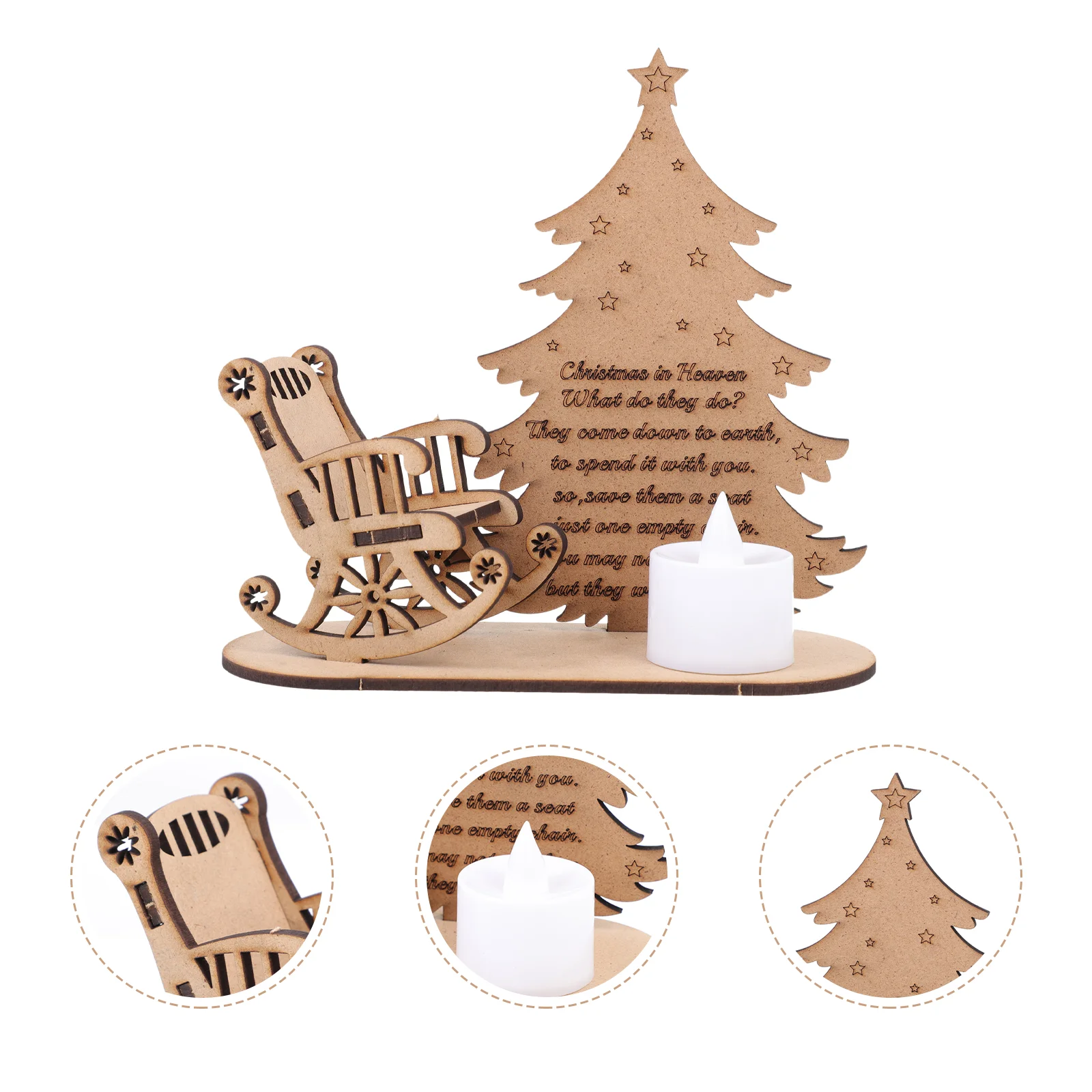 Christmas Ornaments Xmas Festival Decor Pencil Tree DIY Wood Adorn Creative Wooden Trees Craft Desktop LED