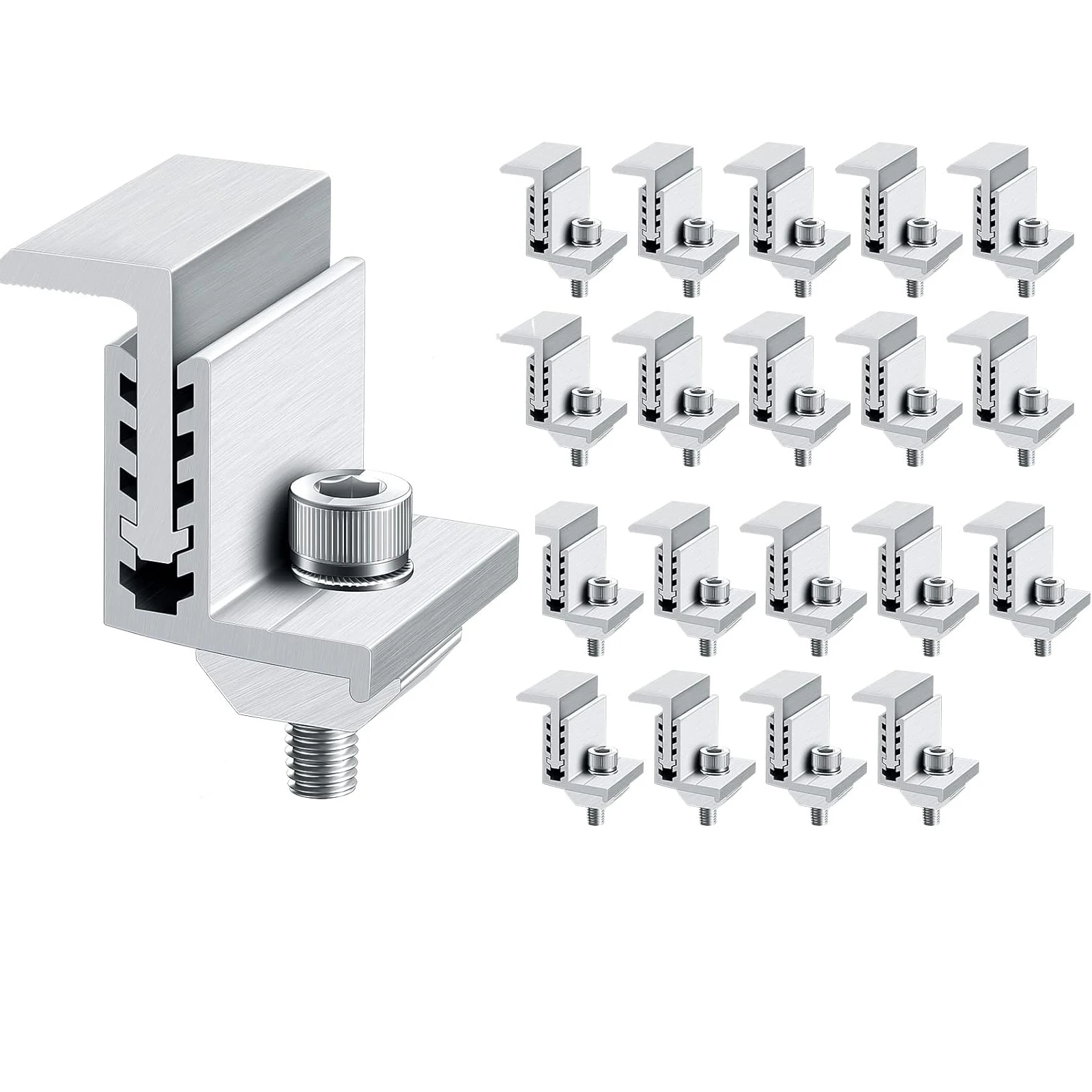 20/10 Pcs Solar End Clamp Solar Panel Mounting Z Bracket Aluminum Rail End Clamps Adjustable Solar Panel PV Mounting System